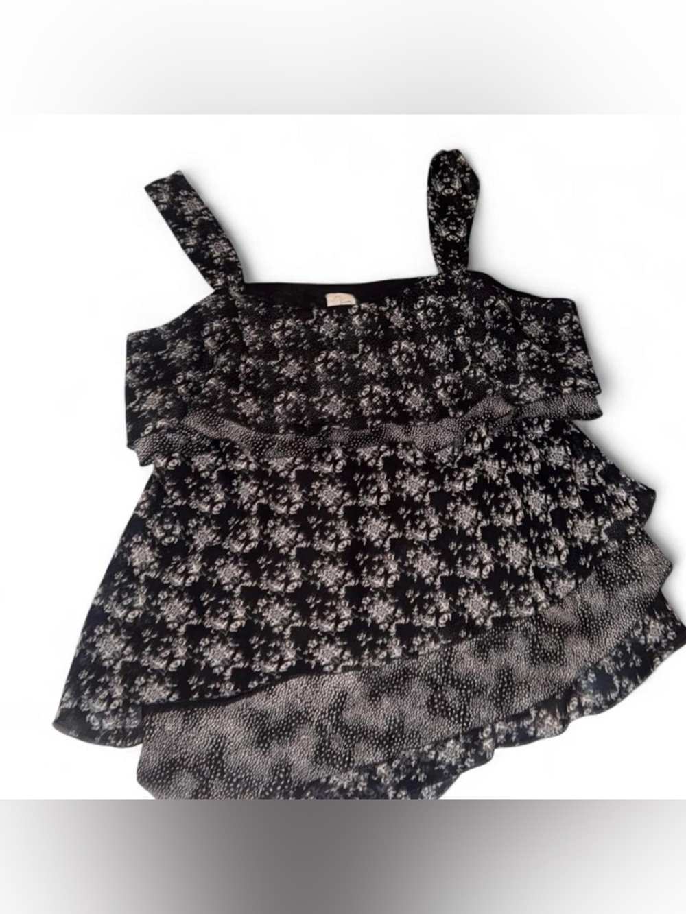 Fashion Bug Black Floral Ruffle Camisole